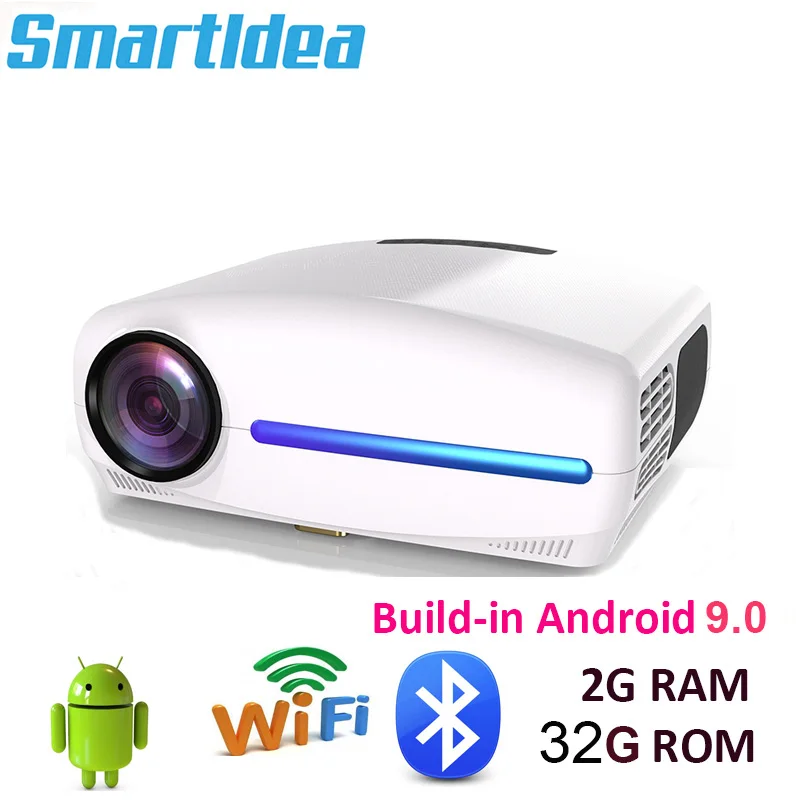 

Smartldea intergrated in Android 9.0 Full HD Projector 2G+32G Wifi native 1920x1080P video game Beamer 3D Home cinema Proyector
