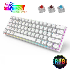 rk61 mechanical keyboard tkl 61 keys wireless bluetooth 2 4ghz three mode 60 rgb office hot swappable keyboards red switches free global shipping