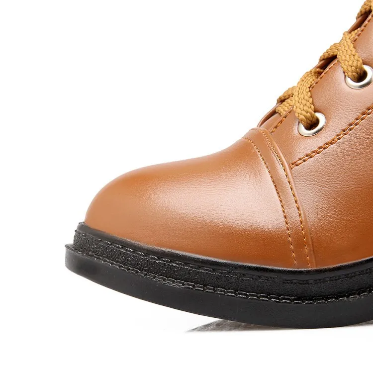 Женские ботинки до середины икры женские зимние со шнуровкой и высоким