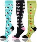 Мужские и женские Компрессионные носки для бега с забавным животным рисунком кошки собаки, унисекс, для улицы, для бега, велоспорта, Длинные чулки высокого давления