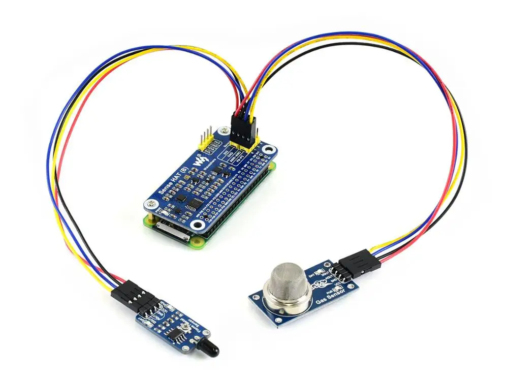 Sense HAT (B) разработанный для Raspberry Pi передаваемый через интерфейс I2C позволяет