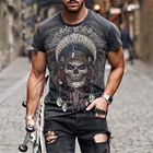 Новинка 2021, летняя модная повседневная мужская футболка с 3D-принтом племени скелета, с круглым вырезом и коротким рукавом в стиле хип-хоп, 130-6XL