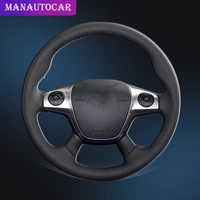 car braid on the steering wheel cover for ford focus 3 2012 2014 kuga escape 2013 2016 c max 2011 2018 car styling auto covers