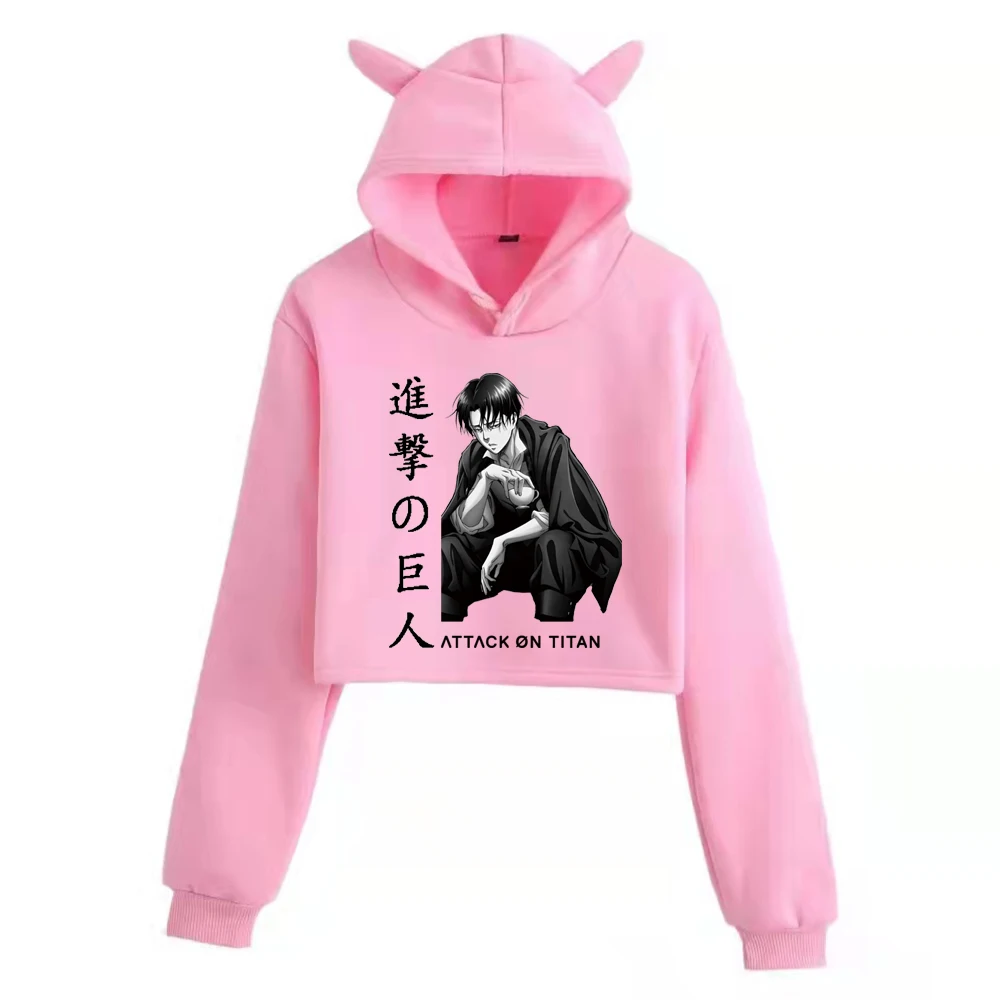 

Anime Sweatshirt Loose Cat Ear Hoodie Casual Women Men Hooded Unisex Hoody Attack on Titan