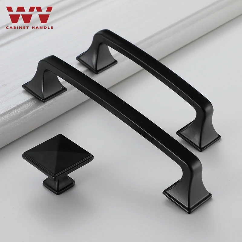 Квадратный матовый черный кухонный шкаф WV в американском стиле ручка для шкафа 128