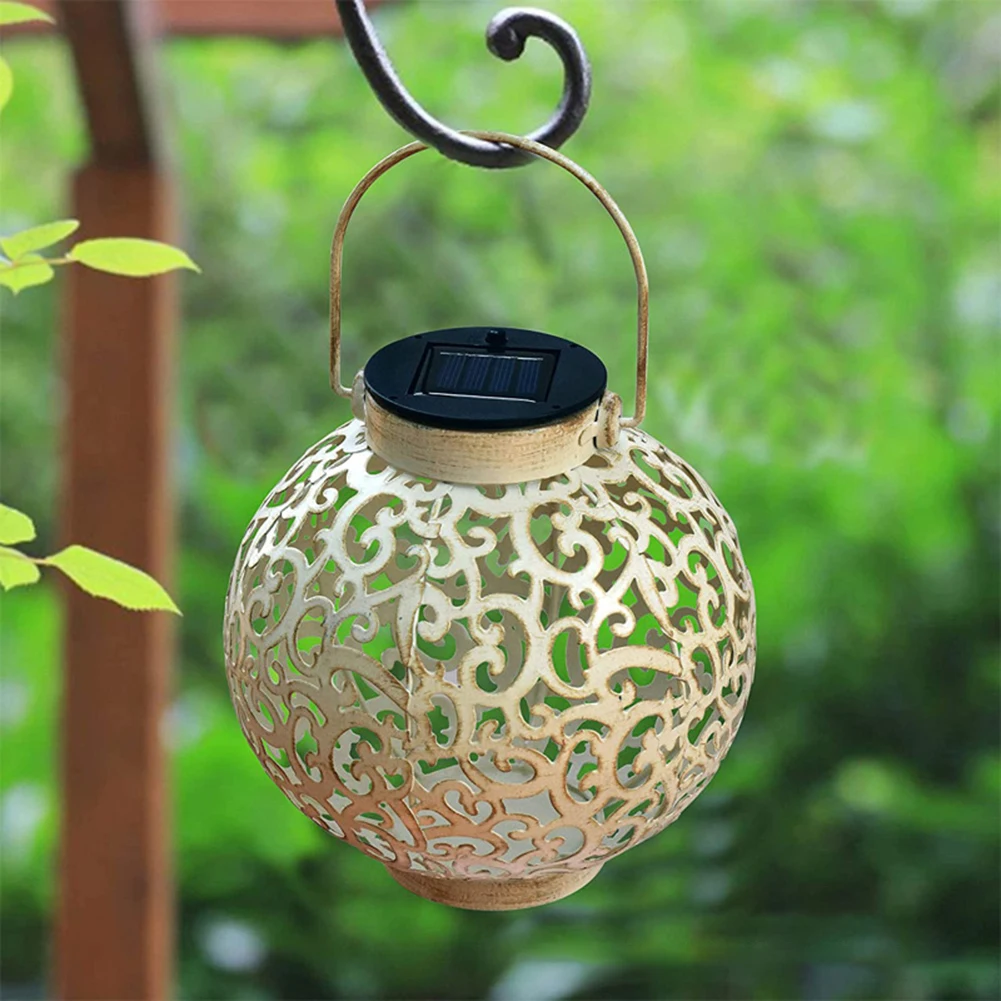 

Светодиодный солнечный Фонари светильник полые Фонари проекционный светильник кованого железа подвесные светильники Водонепроницаемый н...