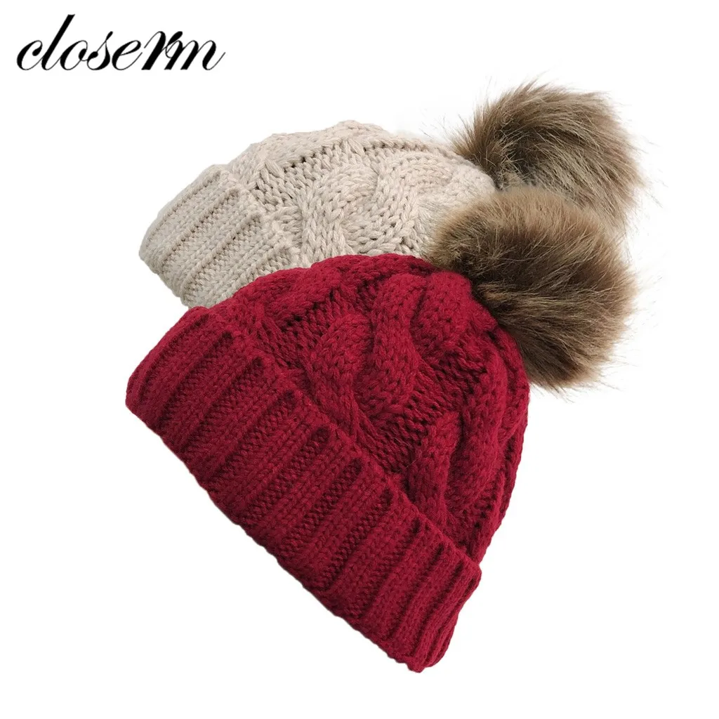 Шапки 2019Top Женские повседневные сплошные швы уличные плюшевые шапочки вязаные