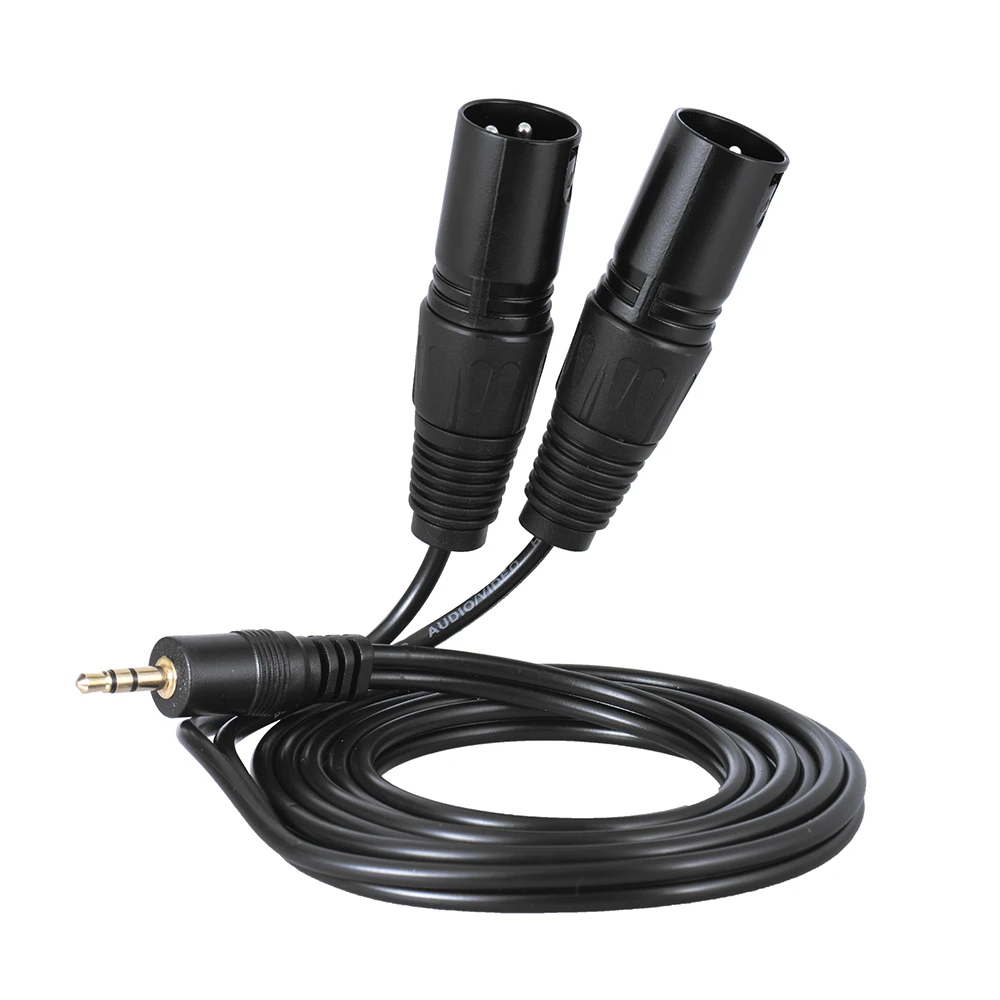 1.5m/ 5ft Audio Cable Cord Dual XLR Male to 3.5mm Male Plug for Electric Guitar Ukulele Bass Piano