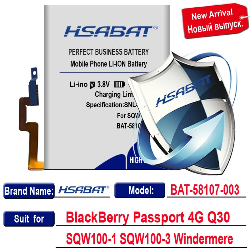 HSABAT 4800mAh bath-58107-003 Аккумулятор для BlackBerry Passport 4G Q30 SQW100-1 SQW100-3 Windermere