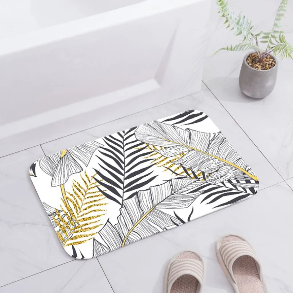 Коврик для ванной с принтом тропических растений фланелевый коврик нескользящий