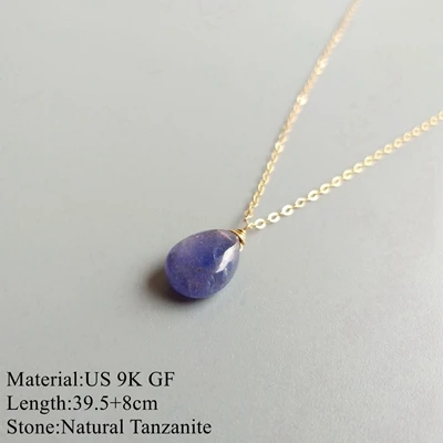 Tanzanite charm LII Ji натуральный Танзанит жемчуг мулити чокер, несколько слоев ожерелье США 9K GF S925 серебро для женщин кулон нежное ожерелье - Цвет камня: Tanzanite charm