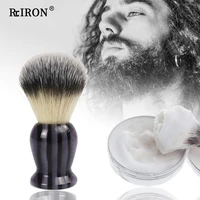 riron men manual wet shave brush striped pattern with resin handle luxury pro hair salon tools shaving soap produces thick foam