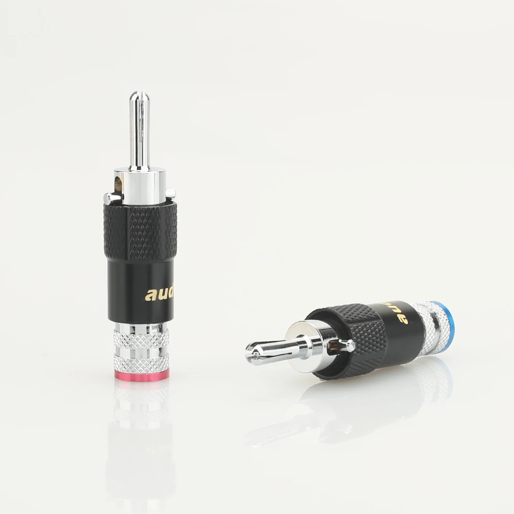 4xAudiocrast Rhodium Plated Audio Banana Speaker Plug Screw Locking 10mm Cable Wire Connector Speaker Cable Plug HIFI Diy
