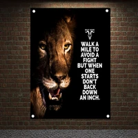 walk a mile to avoid a fight but when one starts dont back down an inch motivational workout posters exercise banner gym decor