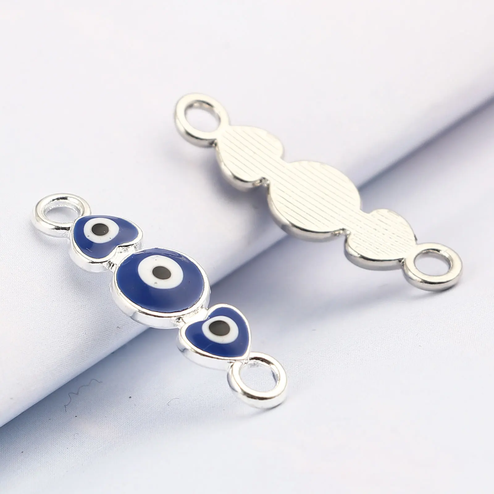 

DoreenBeads Religious Connectors Eye Heart Silver Color Royal Blue Enamel Metal Charms DIY Making Necklace Jewelry 27x8mm,10PCs