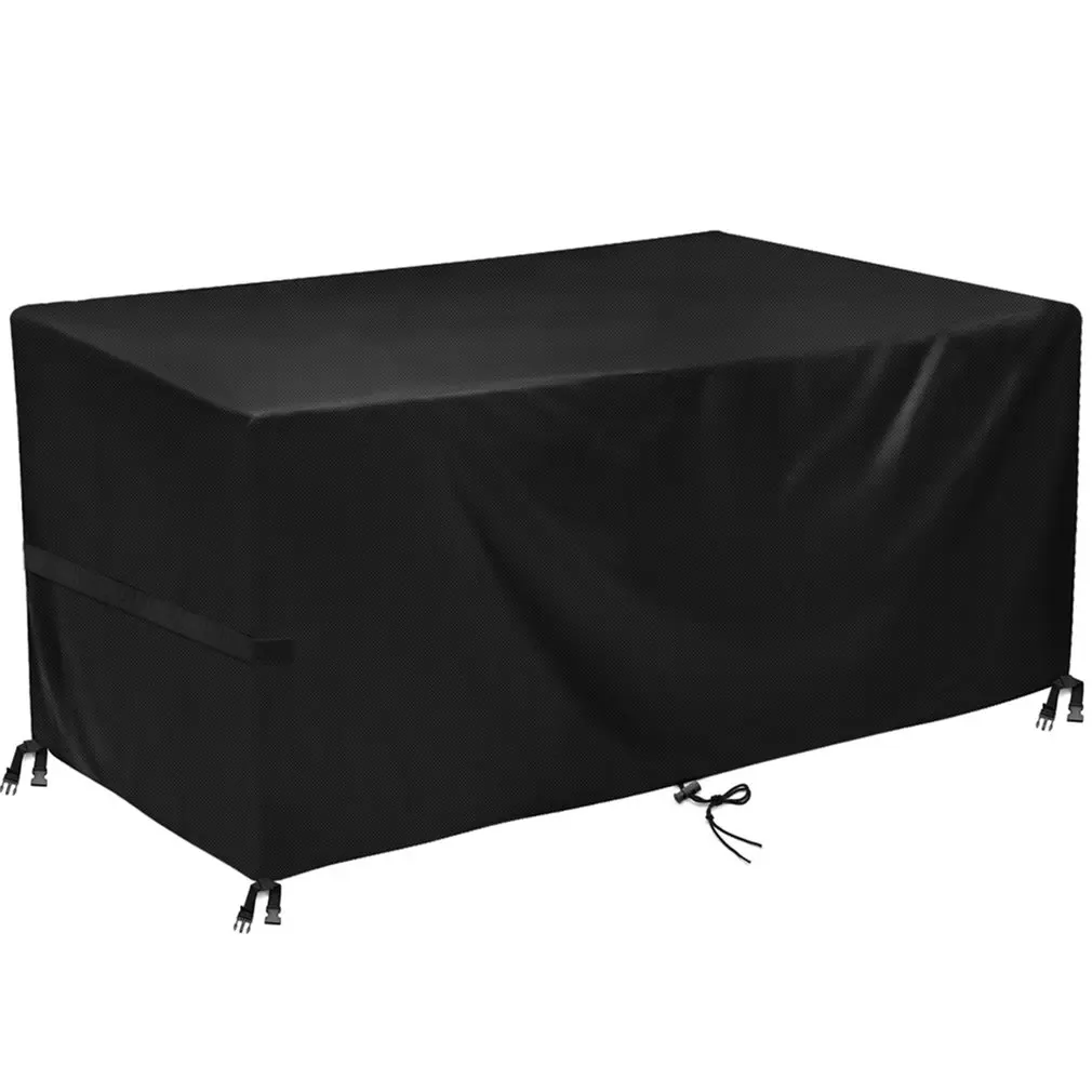 

600D Furniture Cover Terrace Garden Table Outdoor Waterproof Black Oxford Cloth Furniture Dust Cover With Four-corner Buckle