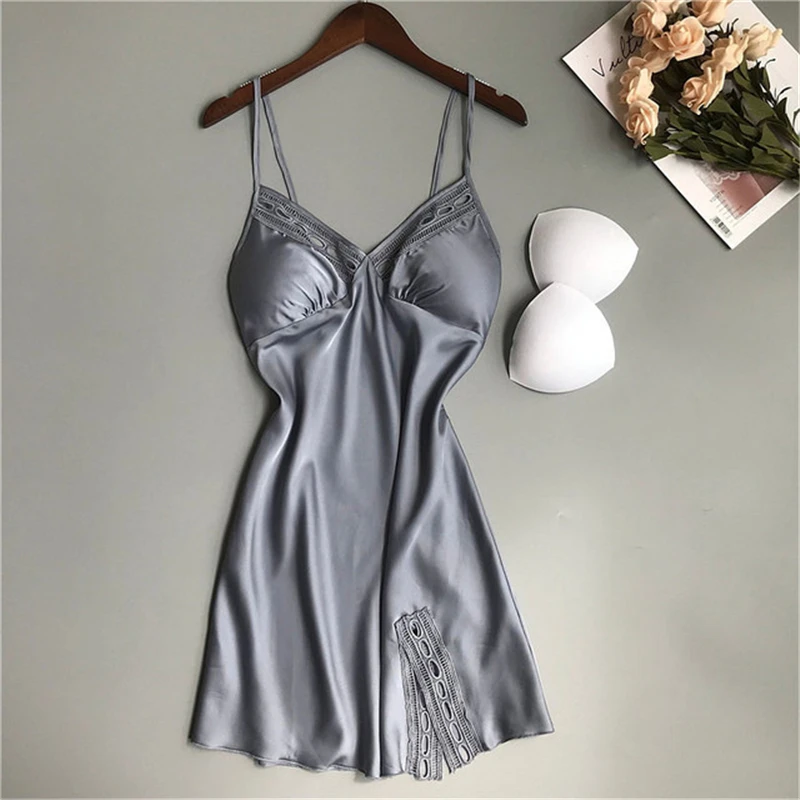 Белая ночная рубашка без бретелек на груди сексуальная маленькая женская летняя