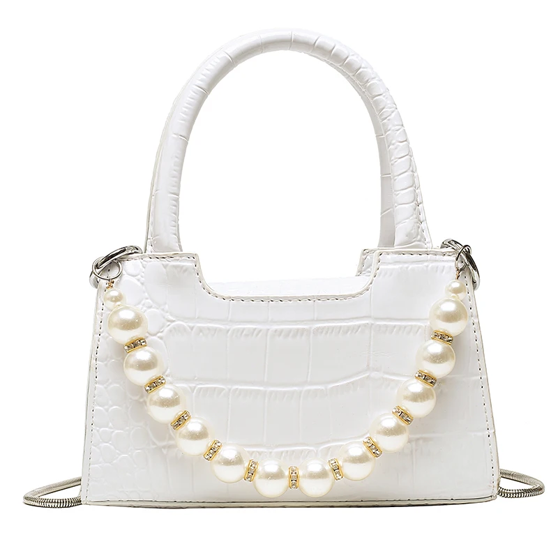 

Crocodile Pattern Pearl Tote Bag 2020 Fashion New High Quality PU Leather Women's Designer Handbag Small Shoulder Messenger Bag