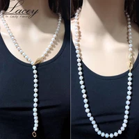 long natural freshwater pearl neckalce for women925 silver fashion real pearl sweater necklace jewelry valentines day gift