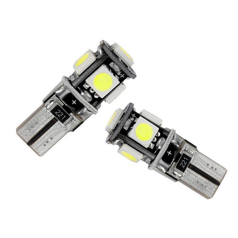 10 шт. синие светодиодсветодиодный лампы T10 W5W 5050 5SMD Canbus без ошибок для габаритных