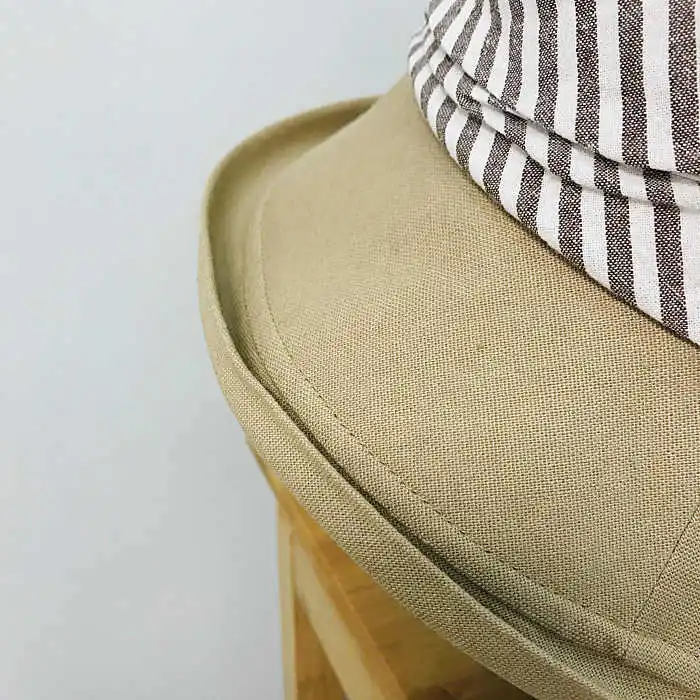 Spring and summer cotton and linen material striped fisherman hat sun hat