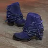 

Wind 2020 new winter fashion high heel 40-43 round head back zipper low boots