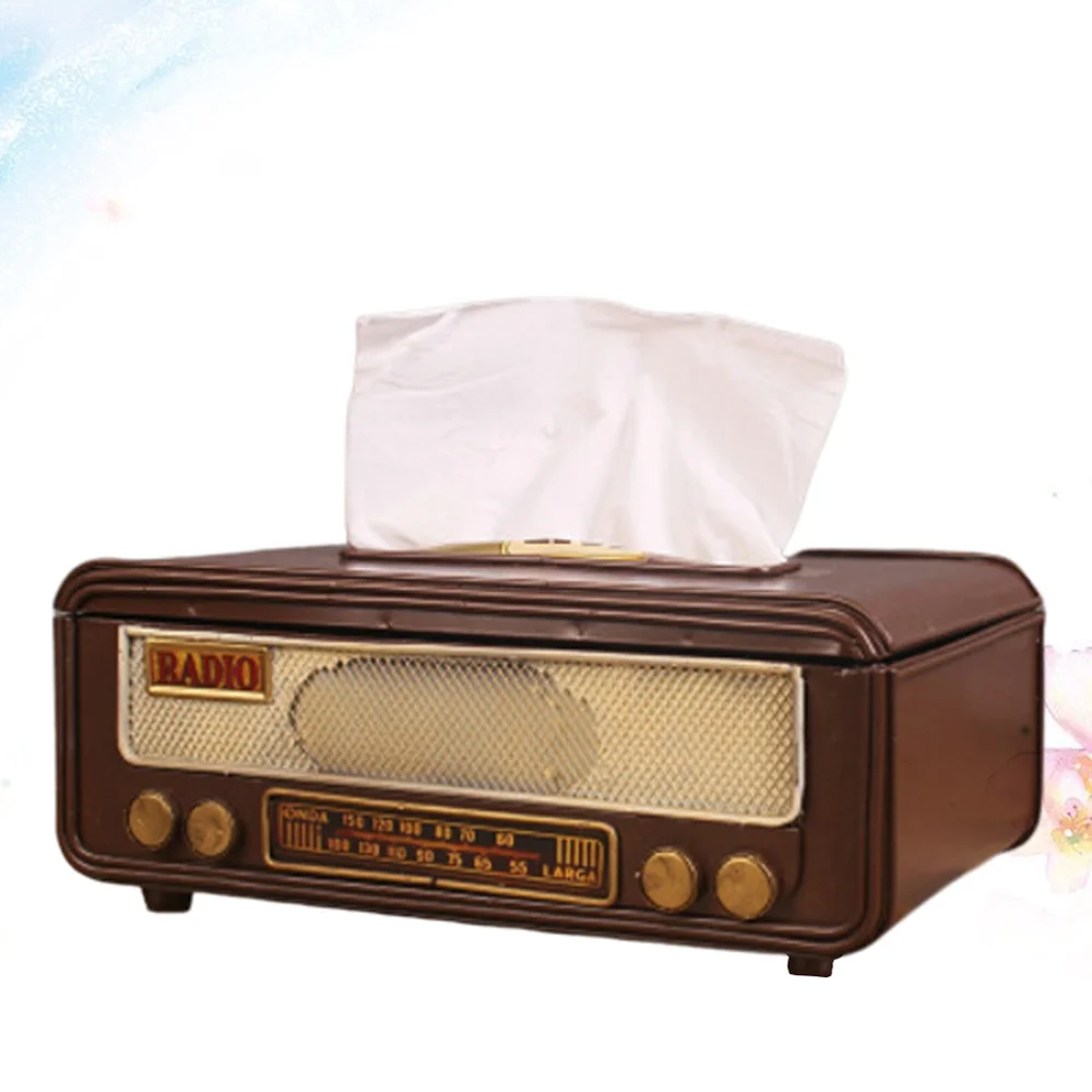 

Retro Box Shape Tissue Box Napkin Storage Container Paper Towel Holder for Home Bar Office