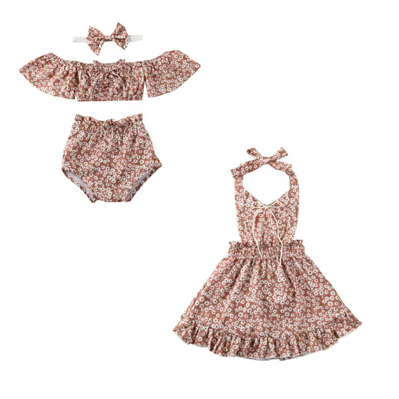 Летняя одежда для маленьких девочек топ и шорты с цветочным принтом летняя 2020 |