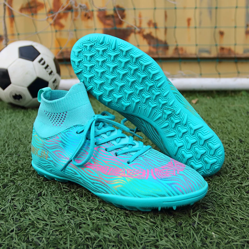 Harga Rumput Sepatu Sepakbola Pria Anak-anak Cleat Pelatihan Football Boots Tinggi Pergelangan Kaki Olahraga Sneakers Бутсы Футбольные Ukuran 35-45