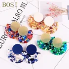 Акриловые ацетатные серьги 2020 женские серьги в богемном стиле Большая подвеска с леопардом эффектные модные круглые Роскошные ювелирные украшения аксессуары