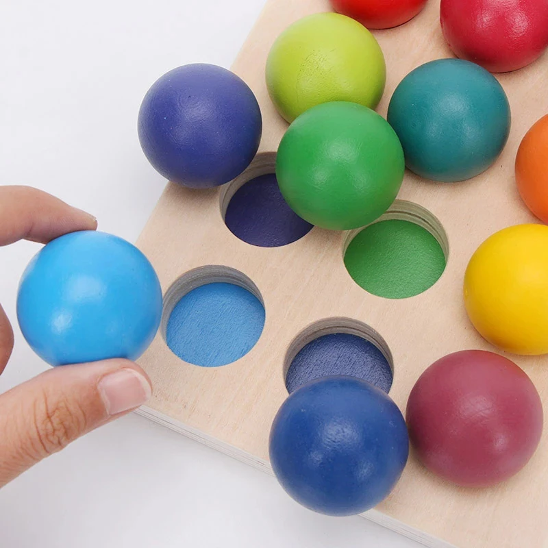 

Wooden Rainbow Ball Game Color Sorting Montessori 2 3 4 5 6 Ans Baby Toys Educational Kinder Spielzeug Juguetes De Madera