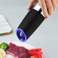 household automatic salt and pepper grinder set gravity adjustable ceramic electric pepper shaker spice mill kitchen tools