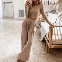 2 piece sets womens outfits casual solid long sleeve knitted fall spring fashion two piece matching set clothes loungewear 2021