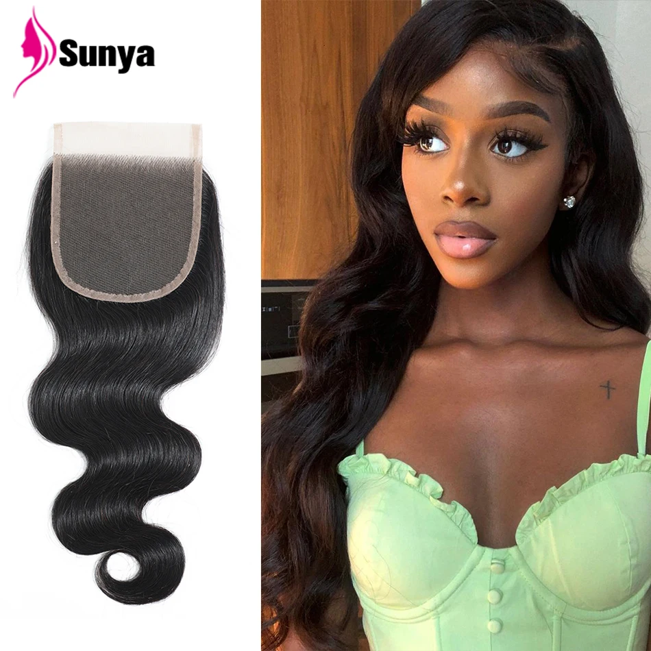 

4x4 HD Lace Closure Body Wave Hair 100% Human Hair Brazilian Hair Transparent Swiss Lace Preplucked With Baby Hair Natural Color