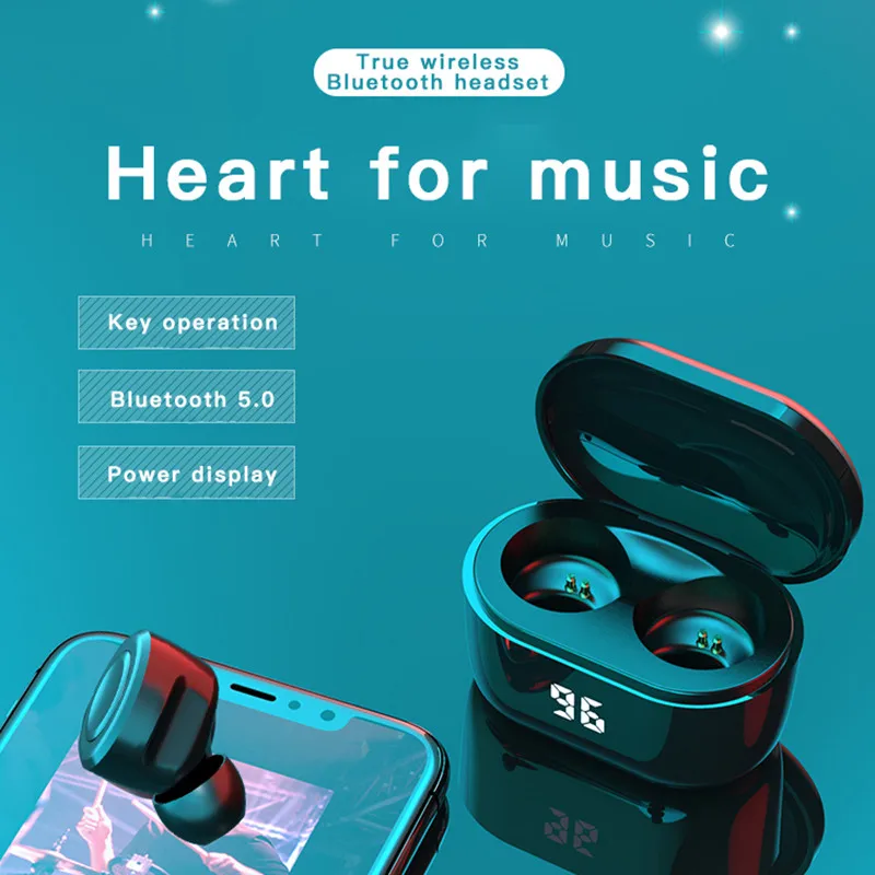 

TWS Bluetooth-compatible 5.0 Earphones Charging Box Wireless Headphone 9D Stereo Sports Waterproof Earbuds Headsets With Mic