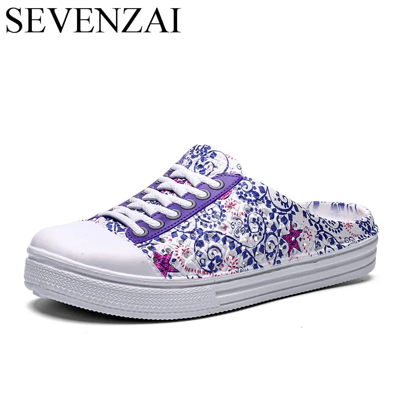 Босоножки женские с цветочным принтом Вулканизированная подошва модные