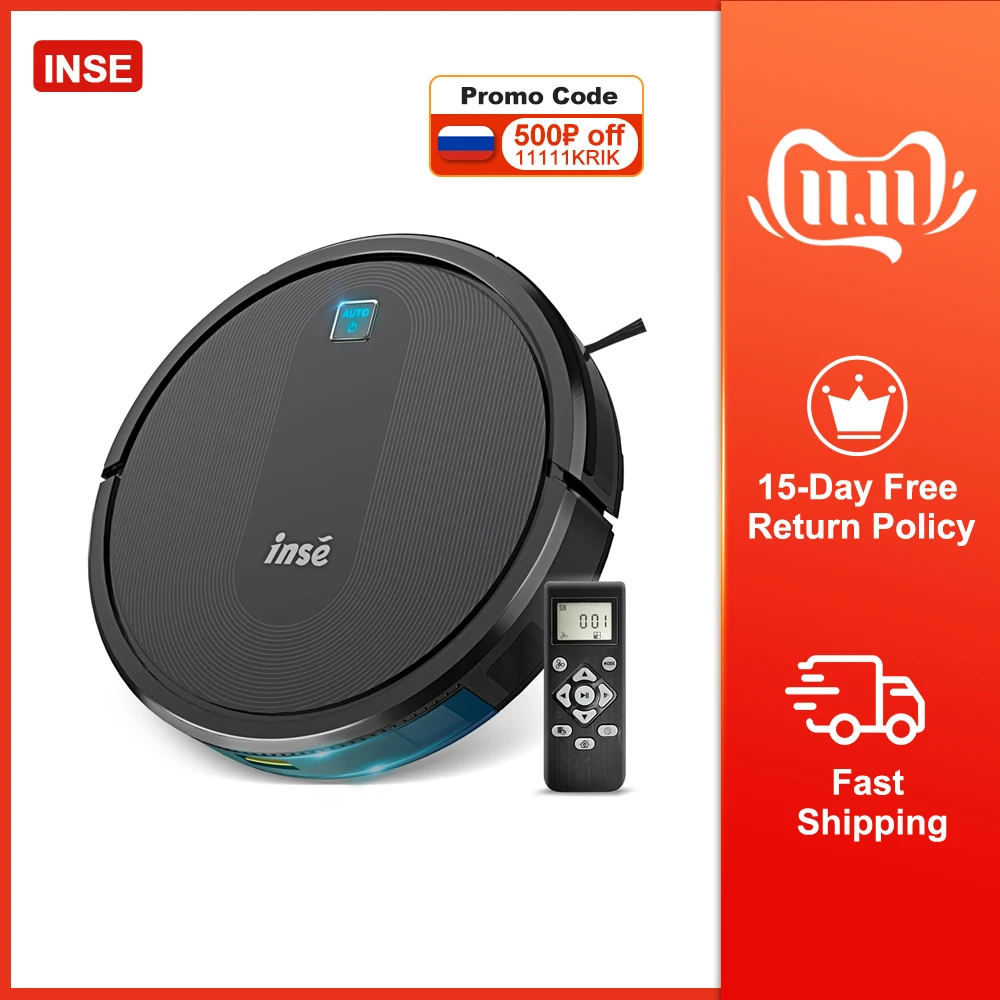 

Беспроводной робот-пылесос INSE E6, черный пылесос с дистанционным управлением, Мощное всасывание 2000 па, макс. время работы 120 мин, для дома