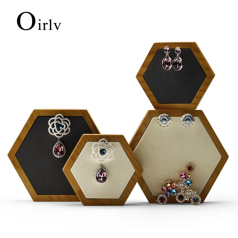 

Oirlv 2 Pcs /Set Rhombus Jewelry Display Stand with Microfiber Necklace Earrings Bracelet Holder Organizer for Jewelry Showcase