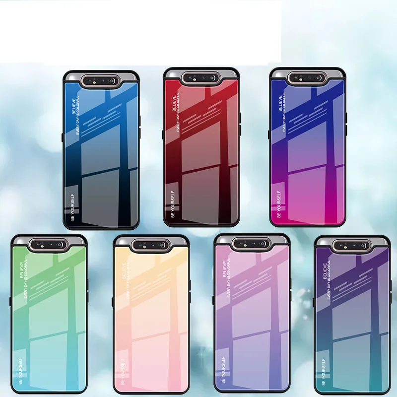 Градиент закаленное Стекло Крышка для samsung Galaxy M10 M20 M30 A10 A20 A30 A40 A50 A60 A70 A80 A90 задняя крышка 100 шт./лот