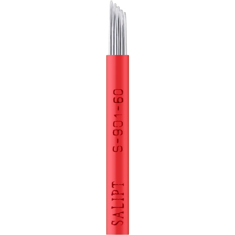 

New Permanent Makeup Eyebrow Tattoo 19 Bevel Round Needles Microblading Needle 3D Eyebrow Embroidery 19 Fog Round Needle Red