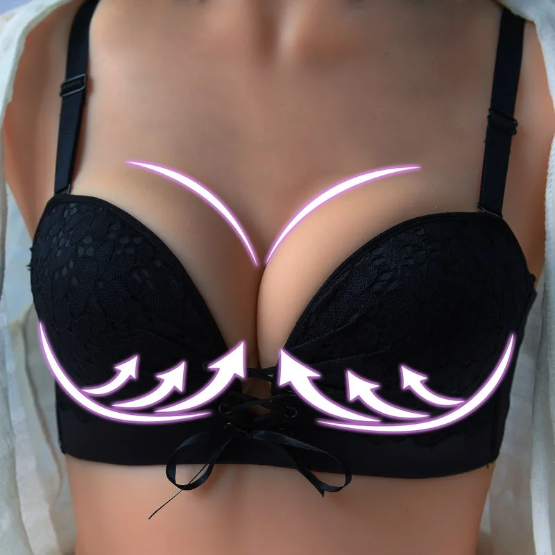 Кружевной женский бюстгальтер без бретелек для платья беспроводной супер пуш-ап