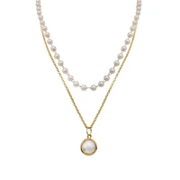 trendy double layer pearl pendant necklace chain necklace for women accessories fashion jewellery