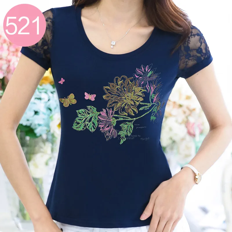 Футболка женская с принтом Стразы топ со стразами одежда для женщин лето