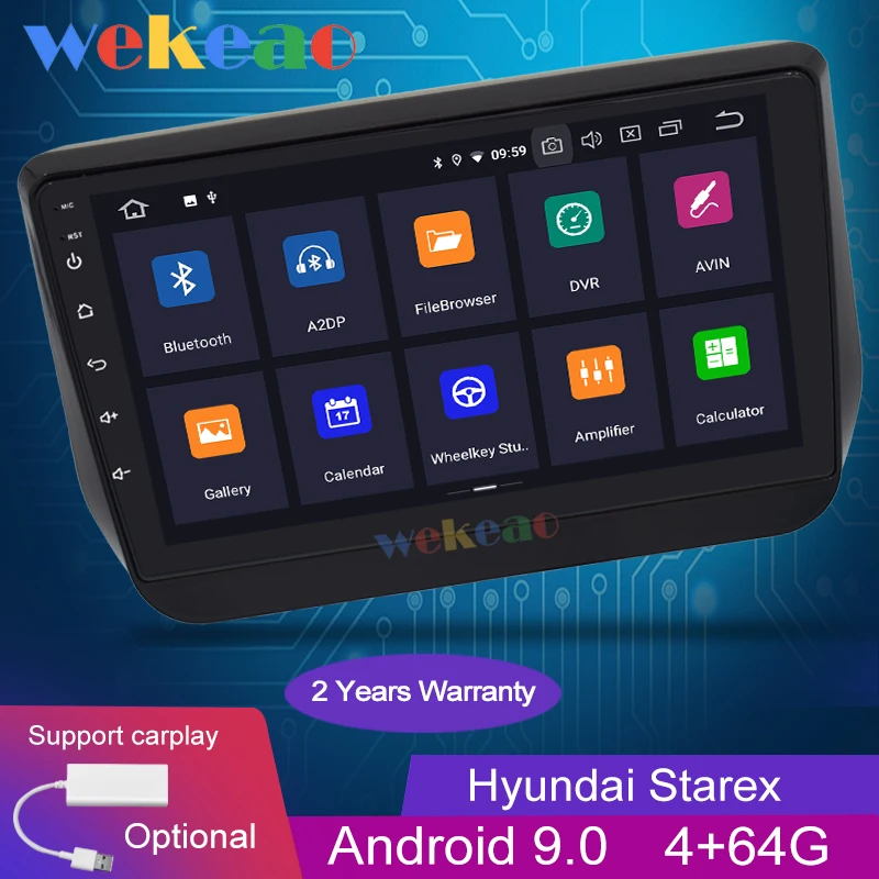 Автомагнитола Wekeao с сенсорным экраном 9 дюймов 1 Din Android 0 для Hyundai H1 Starex Grand Carplay