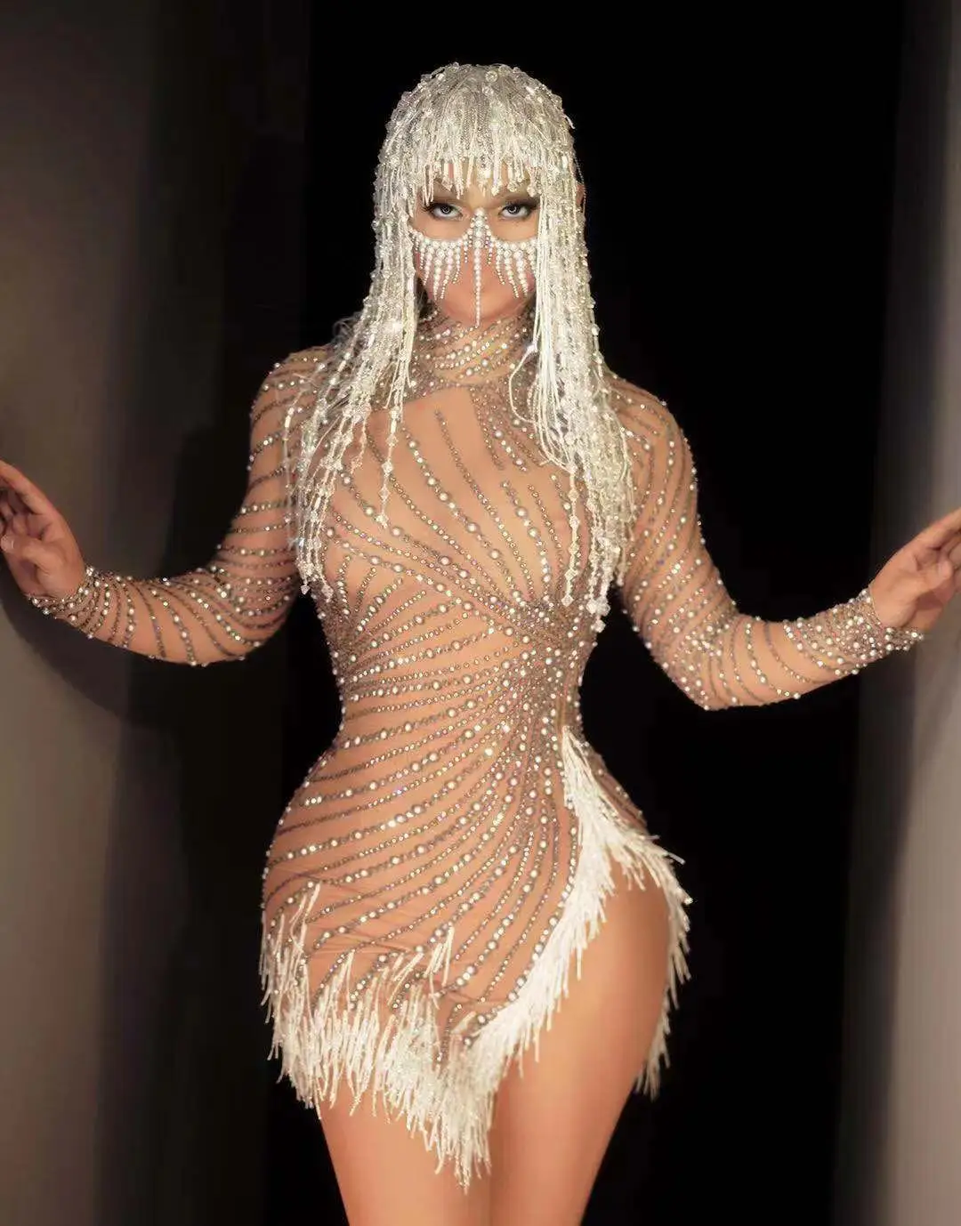 Костюм для ночного клуба барного актера блестящее платье из спандекса