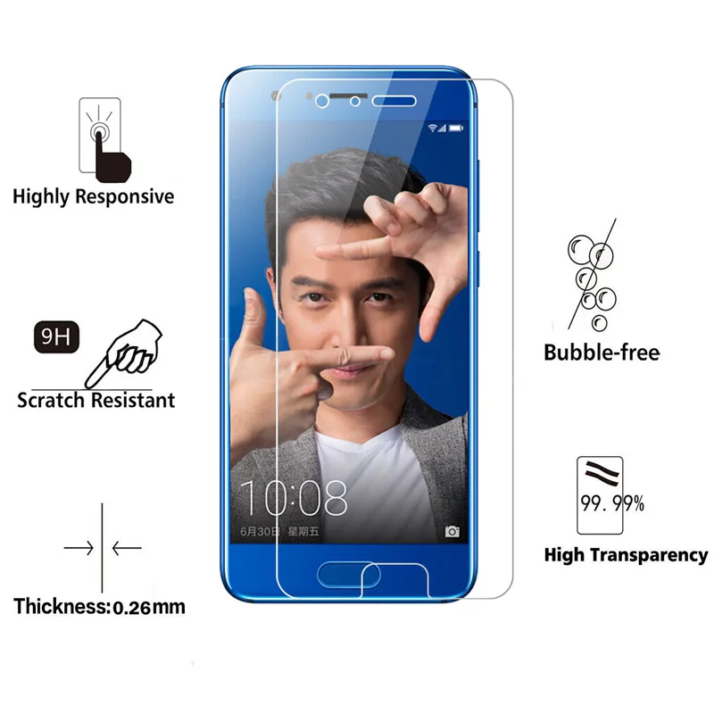 Закаленное стекло 9H для Huawei Honor 9 5,15 дюйма, Honor 9 STF-L09 STF-AL00, стеклянная защитная пленка, защитное покрытие для экрана
