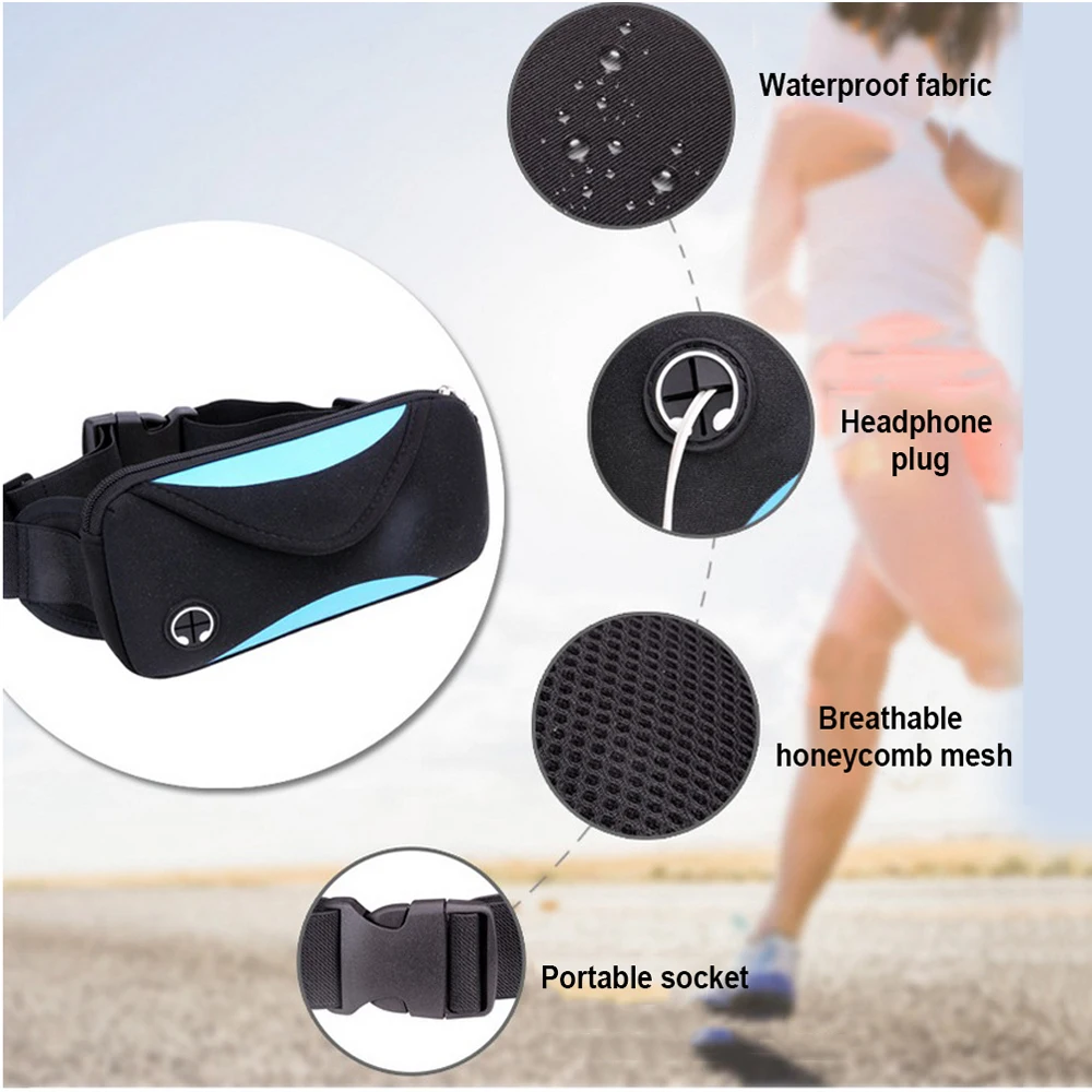 

Waterproof Running Bag Luxurious Men Women Sport Running Waist Belt Bag Polyester Outdoor Sports Fitness Gym Exercise Waistbags