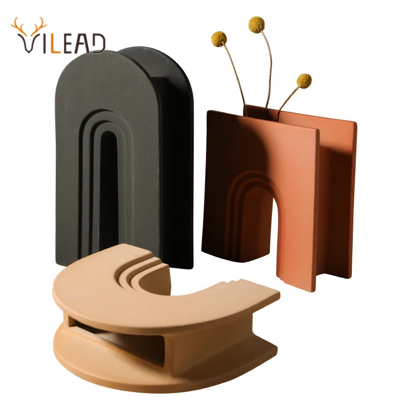 

VILEAD Porcelain Geometric Vases Nordic Ceramic Flower Pot Modern Art Living Room Interior House Home Decoration Accessories