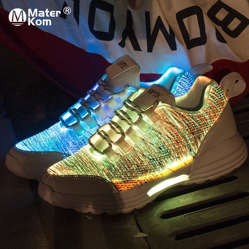 

Size 35-46 Children's Lighted Shoes Boys Girls Glowing LED Sneakers for Kids Mens Womens with Luminous Sole fiber optic shoes