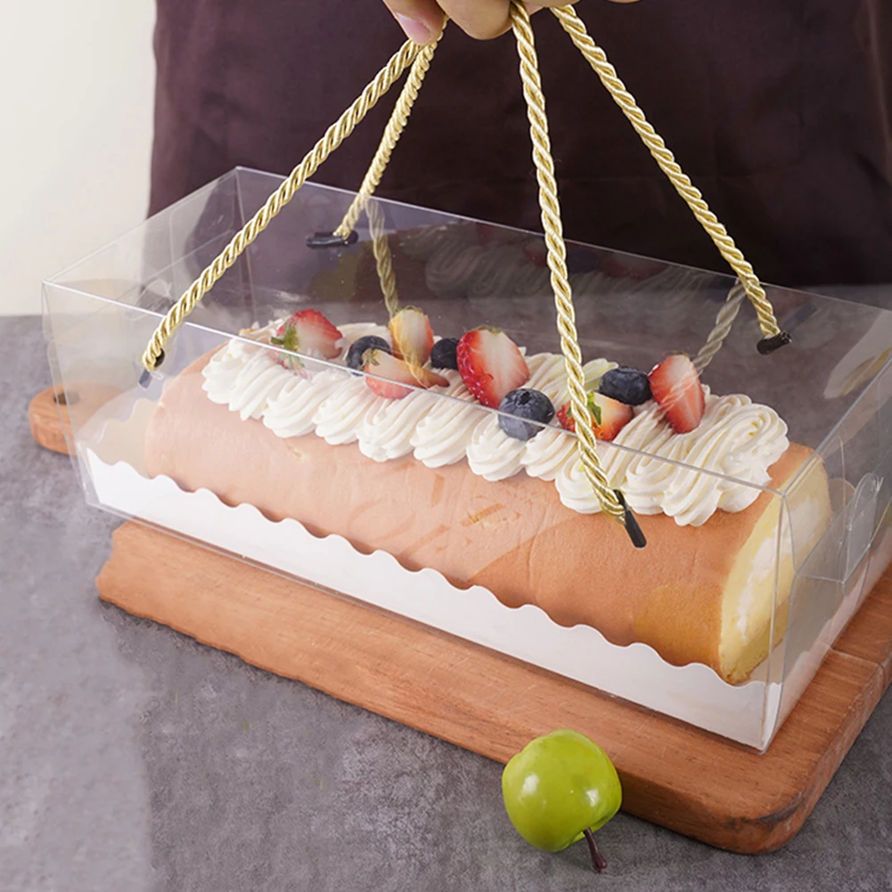 10 шт. прозрачная коробка для торта с ручкой швейцарская пластиковая портативная